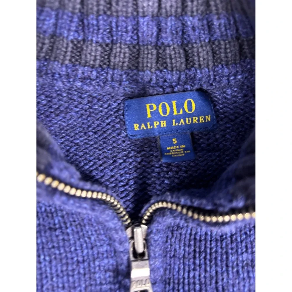 Polo Ralph Lauren Big Pony Quarter Zip Sweater Boys Size 5 Blue Knit Pullover